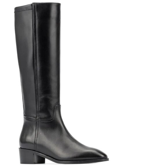 Aquatalia Rozaria Black Leather Weatherproof Tall Zip Riding Boots sz 8.5 $595 - Picture 1 of 5